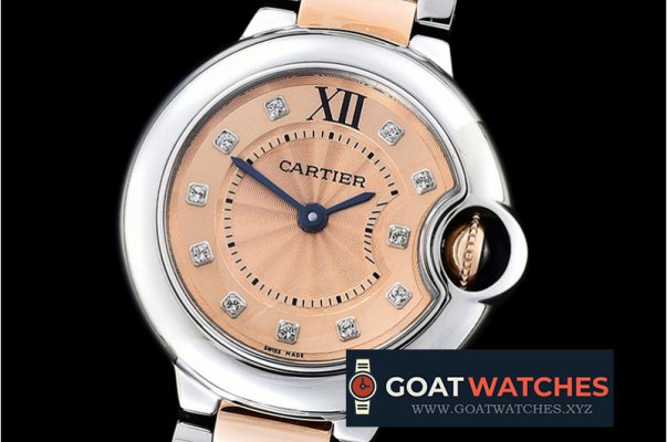 Cartier - Balon De Bleu Ladies 33mm RG/SS Salmon Diams V6F Swiss