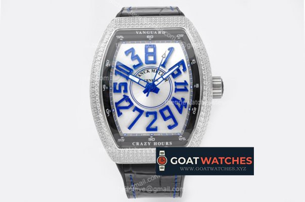 Franck Muller - Vanguard Mens Crazy Hrs Dia SS/LE Wht/Blue ABF A23J