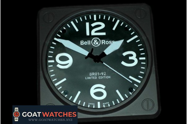 Bell & Ross - BR01-92 Black/White Wall Clock 300mm