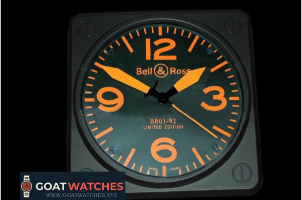 Bell & Ross - BR01-92 Black/Orange Wall Clock 30mm