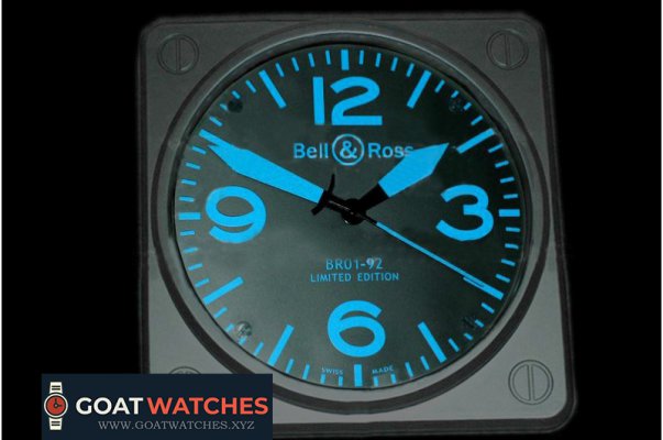 Bell & Ross - BR01-92 Black/Blue Wall Clock 30mm