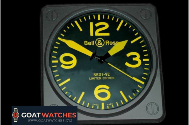 Bell & Ross - BR01-92 Black/Yellow Wall Clock 30mm