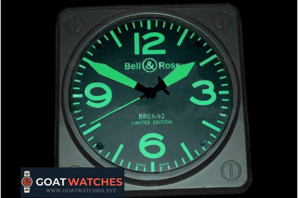 Bell & Ross - BR01-92 Black/Green Wall Clock 30mm