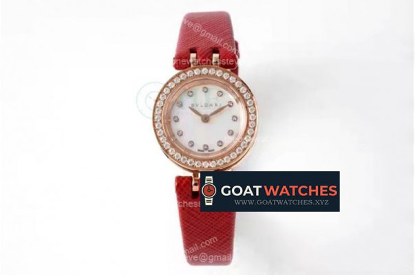 Bvlgari - B ZERO 23mm RG/LE White/Dia Red Diam Swiss Qua