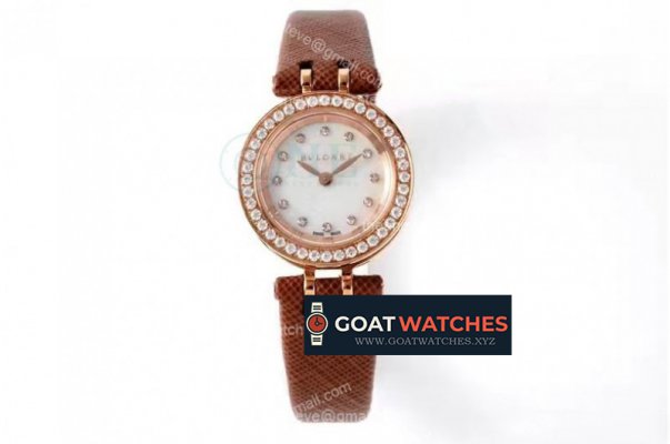 Bvlgari - B ZERO 23mm RG/LE White/Dia Brown Diam Swiss Qua