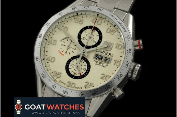 Tag Heuer - Carrera 2008 Chrono SS White Jap Quartz Chrono