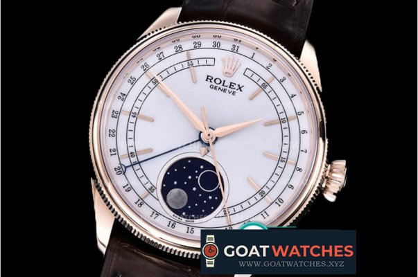 Rolex - Cellini 50535 Moonphase RG/LE Wht ZZF Asia 3195 Mod