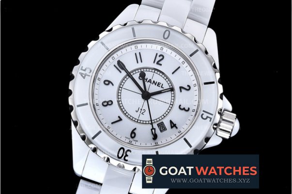 Chanel - XHANEL J-12 Ladies 33mm CER/CER White XF Swiss Qtz