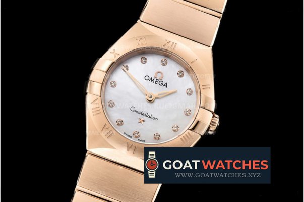 Omega - Constellation Ladies 25mm RG/RG Wht MOP Dm GF Sw Qtz