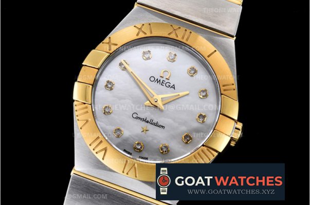 Omega - Constellation Ladies 28mm YG/SS Wht MOP Dm Swiss Qtz