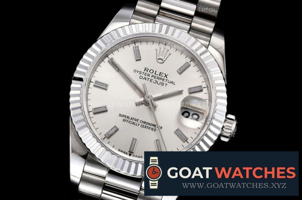 ROLEX - DATEJUST - LADY 31mm Pres Flt SS/SS Silv Wht Stk BP A2824