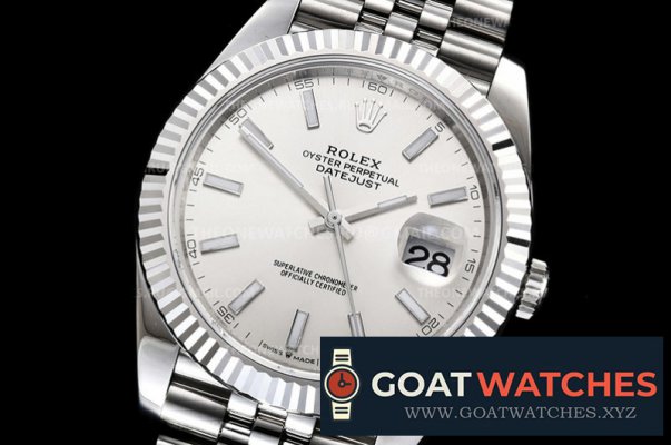 Rolex - DJ2 41mm Jub Flt 904L SS/SS Slv Wht/Stk V3 ARF A2824