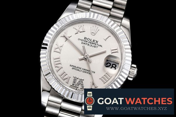 ROLEX - DATEJUST - LADY 31mm Pres Flt SS/SS Silv Wht Rmn BP A2824