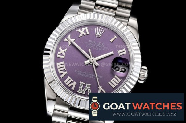 ROLEX - DATEJUST - LADY 31mm Pres Flt SS/SS Purp Rmn/Dia BP A2824