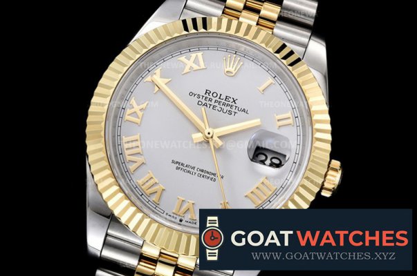 Rolex -DJ2 41mm Jub Flt 904L Wrp YG/SS SilvWht/Stk GMF A3235