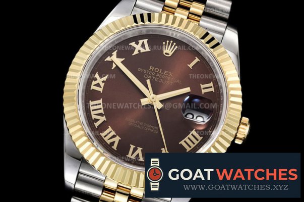 Rolex - DJ2 41mm Jub Flt 904L Wrp YG/SS Brown/Rmn GMF A3235