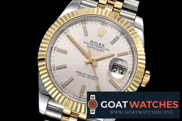 Rolex - DJ2 41mm Jub Flt 904L Wrp YG/SS SilvWht/Stk GMF A3235