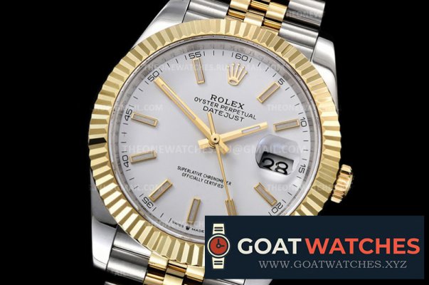 Rolex - DJ2 41mm Jub Flt 904L Wrp YG/SS White/Stk GMF A3235