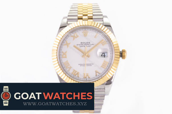 Rolex - DJ2 41mm Jub Flt 904L Wrp YG/SS Wht/Rmn GMF A3235