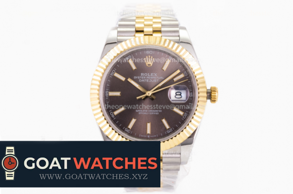 Rolex - DJ2 41mm Jub Flt 904L Wrp YG/SS Brown/Stk GMF A3235