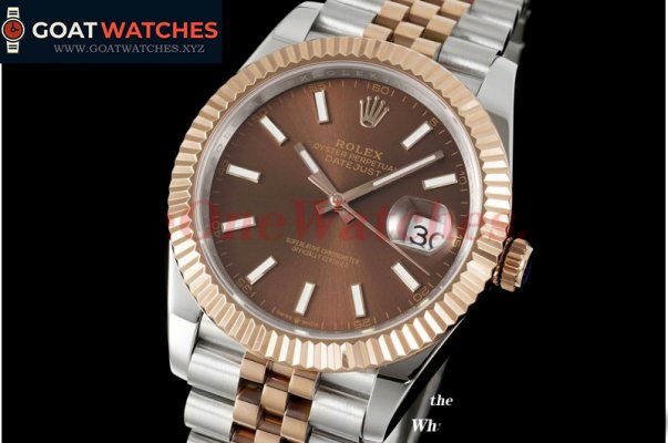 Rolex - Datejust 41mm Brown/Stk SS/RG Jubilee 904L DIW A3235