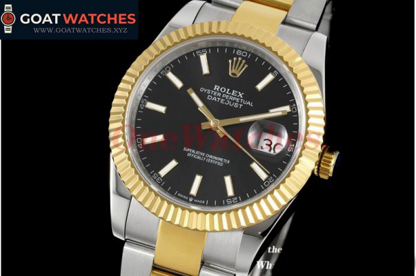 Rolex - Datejust 41mm Black/Stk SS/YG Oyster 904L DIW A3235