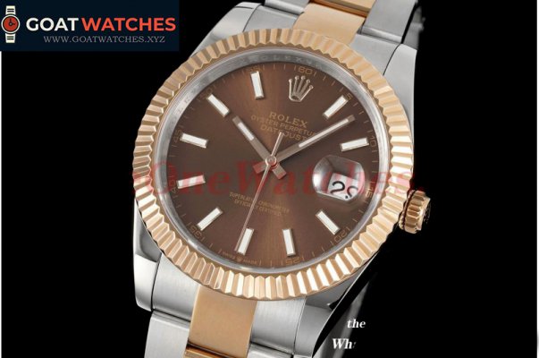 Rolex - Datejust 41mm Brown/Stk SS/RG Oyster 904L DIW A3235