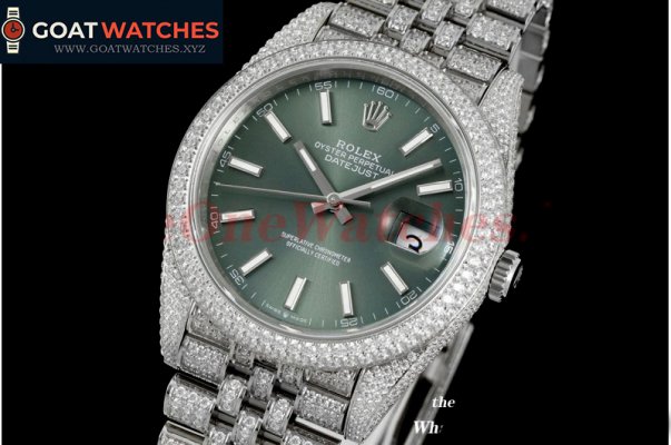 Rolex - Datejust 41mm Full Diamonds 904L SS/SS Green/Stk GMF A2824