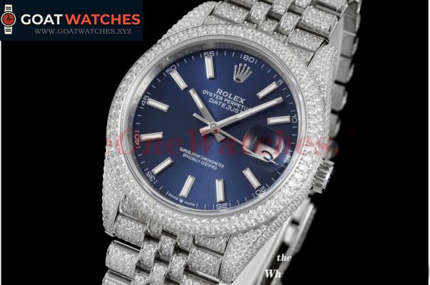 Rolex - Datejust 41mm Full Diamonds 904L SS/SS Blue/Stk GMF A2824