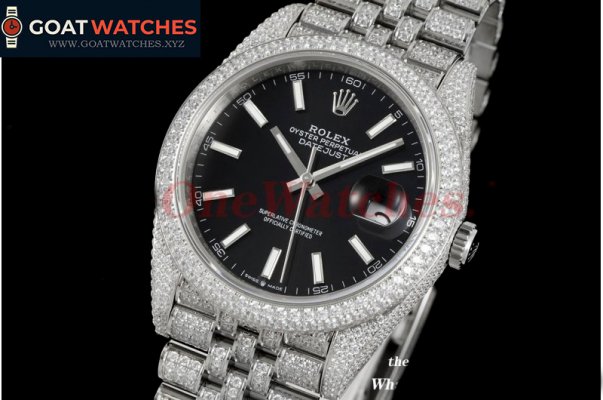 Rolex - Datejust 41mm Full Diamonds 904L SS/SS Black/Stk GMF A2824