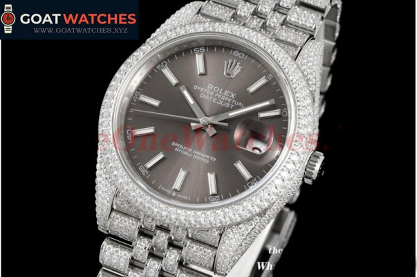 Rolex - Datejust 41mm Full Diamonds 904L SS/SS Grey/Stk GMF A2824