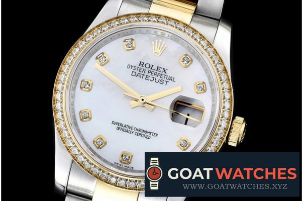 Rolex - DateJust Mens 36mm YG/SS White MOP Diam BP Asia 2836