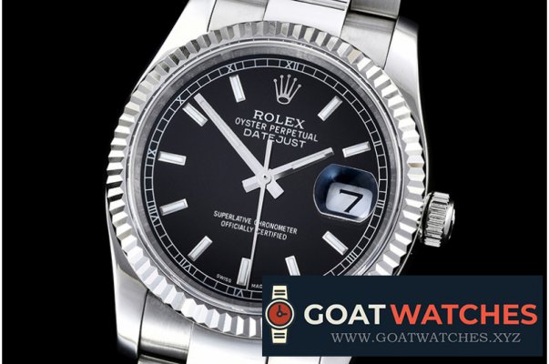 Rolex - DateJust Mens 36mm SS/SS Black Sticks BP Asia 2836