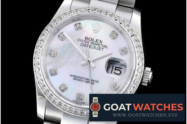 Rolex - DateJust Mens 36mm SS/SS Wht MOP Diam BP Asia 2836