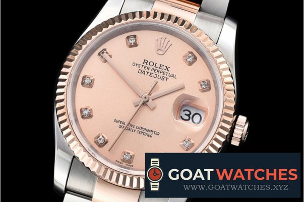 Rolex - DateJust Mens RG/SS Rose Gold Diams BP Swiss 2836