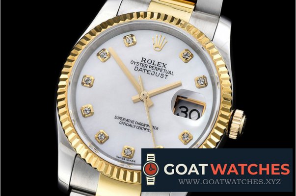 Rolex - DateJust Mens YG/SS White MOP Diams BP Swiss 2836