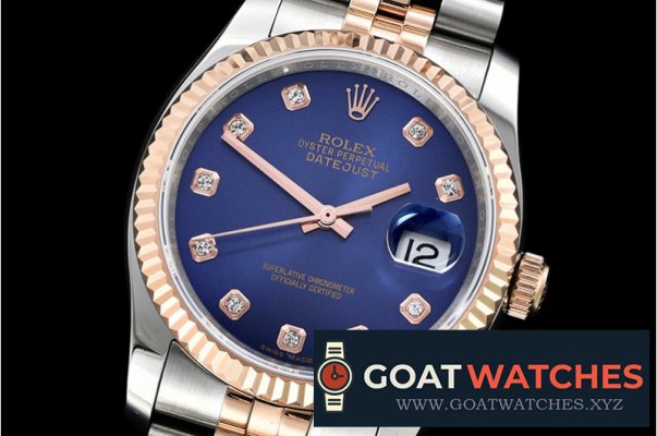 Rolex - DateJust Jub Flt RG/SS Dark Blue Diam BP A3135 Mod