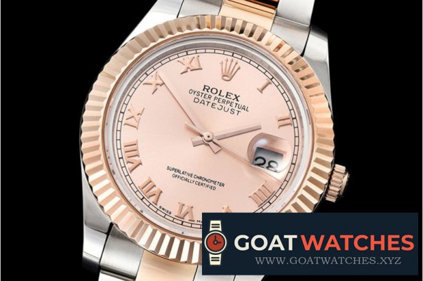 Rolex - DJ2 41mm Oyst Flt RG/SS Rose Gold Roman BP A3136 Mod