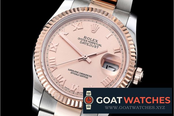 Rolex - DJ 36mm Oyst Flt RG/SS (Wrap) Rose Gold BP A3135 Mod