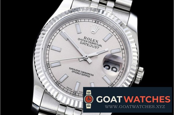 Rolex - DJ 36mm Jub Flt SS/SS Light Grey Stk BP A3135 Mod