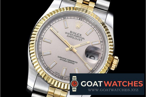 Rolex - DJ 36mm Jub Flt YG/SS Light Grey Stk BP A3135 Mod