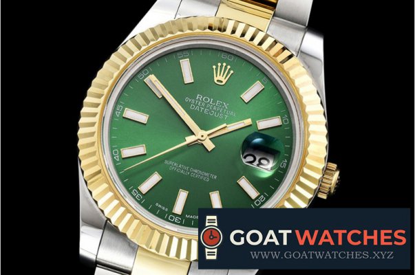 Rolex - DJ2 41mm Oyst Flt YG/SS Green Stick BP A3136 Mod