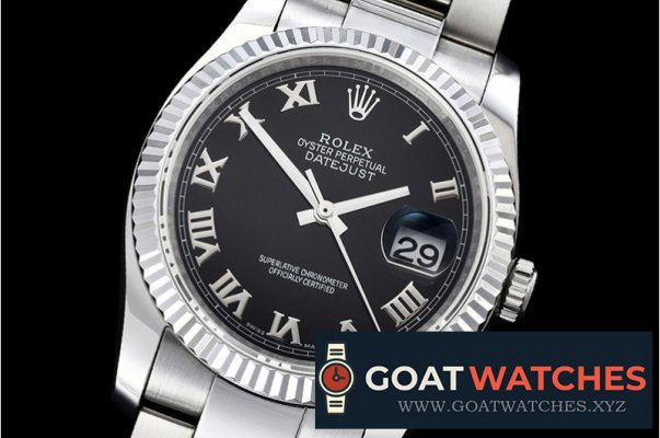 Rolex - DJ 36mm Oyst Flt SS/SS Black Roman BP A3135 Mod