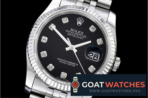 Rolex - DJ 36mm Jub Flt SS/SS Black Diams BP A3135 Mod