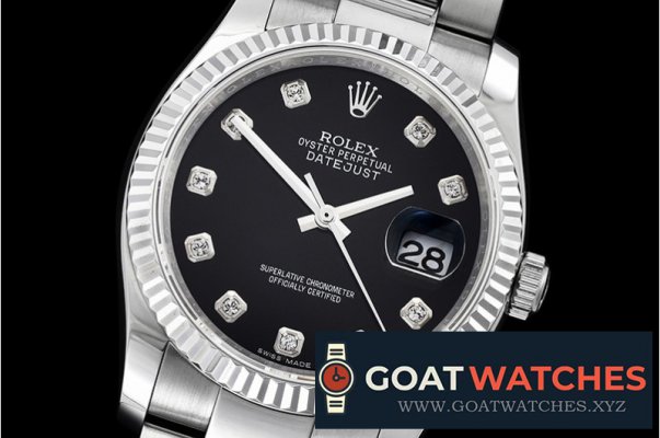 Rolex - DJ 36mm Oyst Flt SS/SS Black Diams BP A3135 Mod