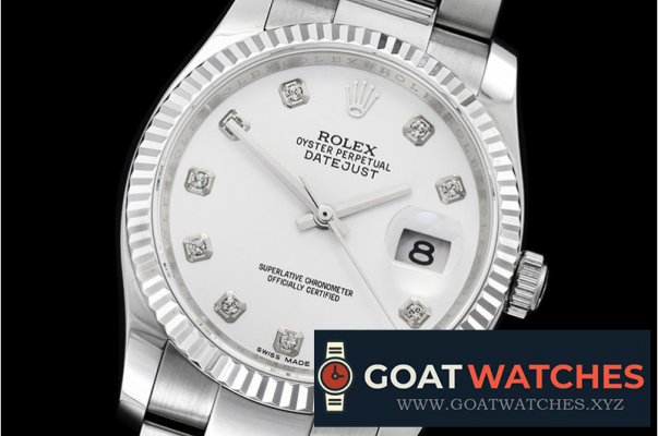 Rolex - DJ 36mm Oyst Flt SS/SS White Diams BP A3135 Mod