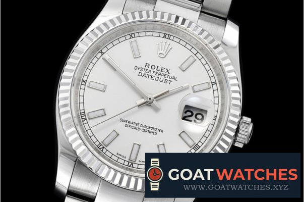 Rolex - DJ 36mm Oyst Flt SS/SS White Thick Lume BP A3135 Mod