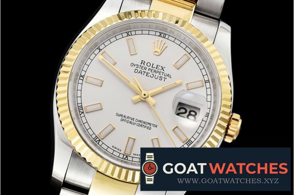 Rolex - DJ 36mm Oyst Flt YG/SS White Thick Lume BP A3135 Mod