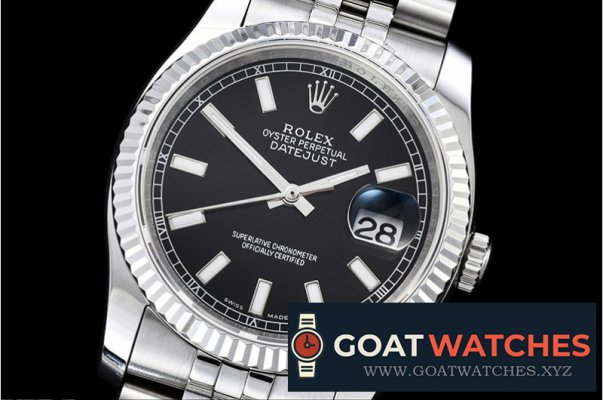 Rolex - DJ 36mm Jub Flt SS/SS Black Thick Lume BP A3135 Mod