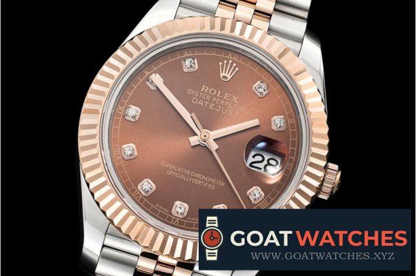 Rolex - DJ2 41mm Jub Flt RG/SS Brown Diams BP Swiss 2836